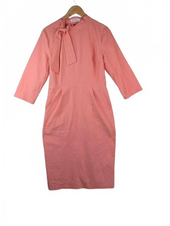MUXXN Dresses & Skirts - NWT MUXXN 1960's Retro Peach Dress w/Tie Neck and Pockets, Size XL